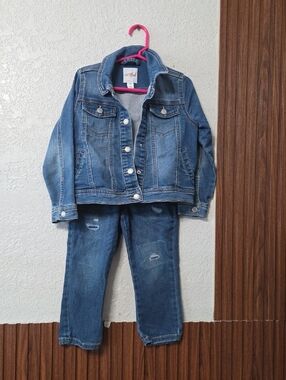 Cat & Jack Kids Blue Denim Jacket Set .sz 5t Girls.